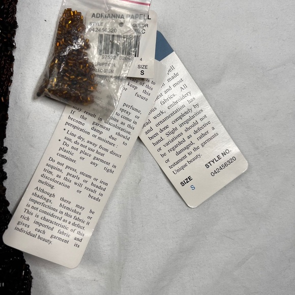 Papell Boutique NEW Womens Sz S brown Silk  Beaded Evening Blouse Dressy A040423 - Picture 2 of 7